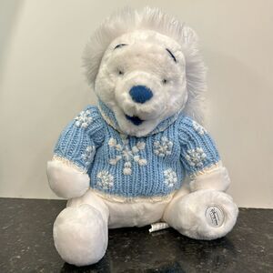 Disney Winnie The Pooh Plush White 14 in Blue Snowflake Sweater